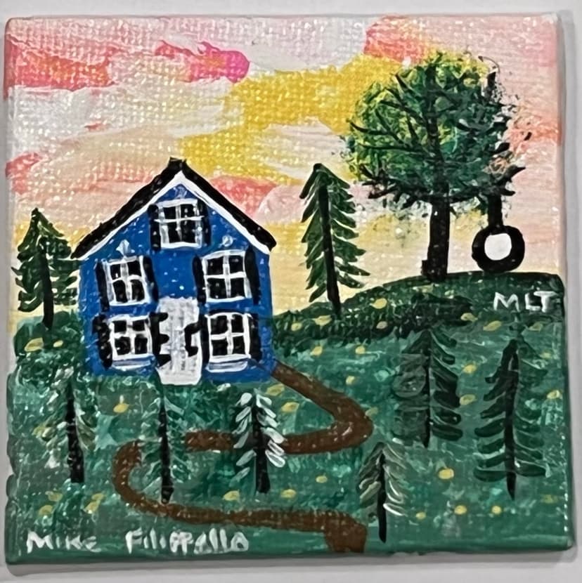 Blue House with Tire Swing